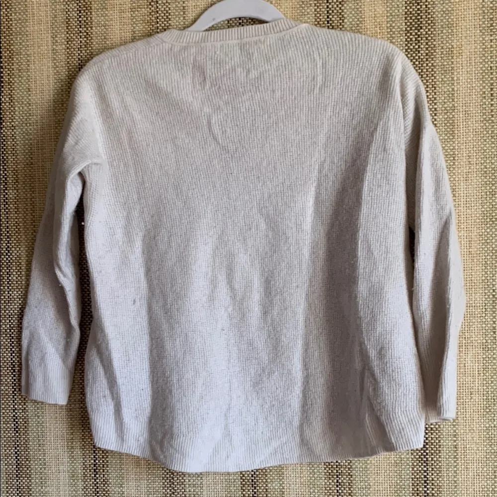 Madewell Womens Cream V-Neck Sweater Size XS Cotton Top Fashion Casual Winter - Image 4