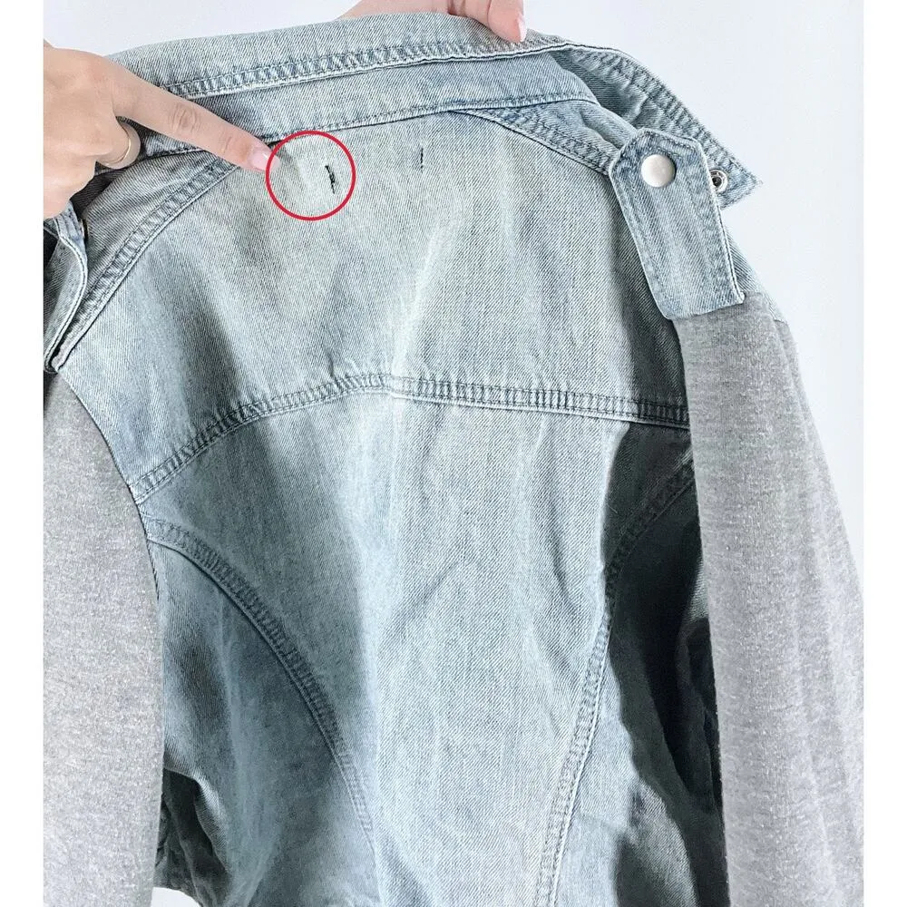 LF Millau Denim Sweatshirt Combo Asymmetrical Jean Jacket Size Medium Blue - Image 4