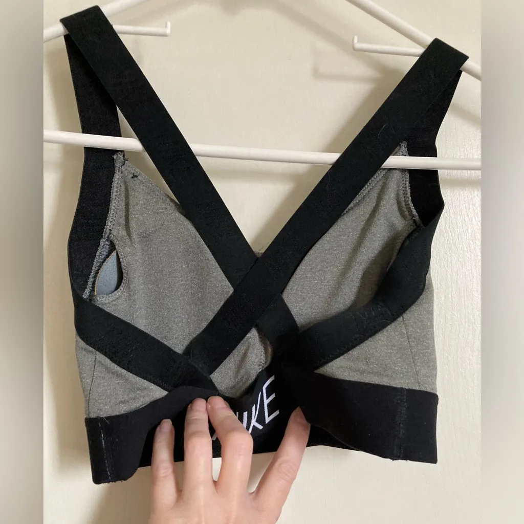 Nike Gray & Black Pro Indy Logo Bra - Image 10