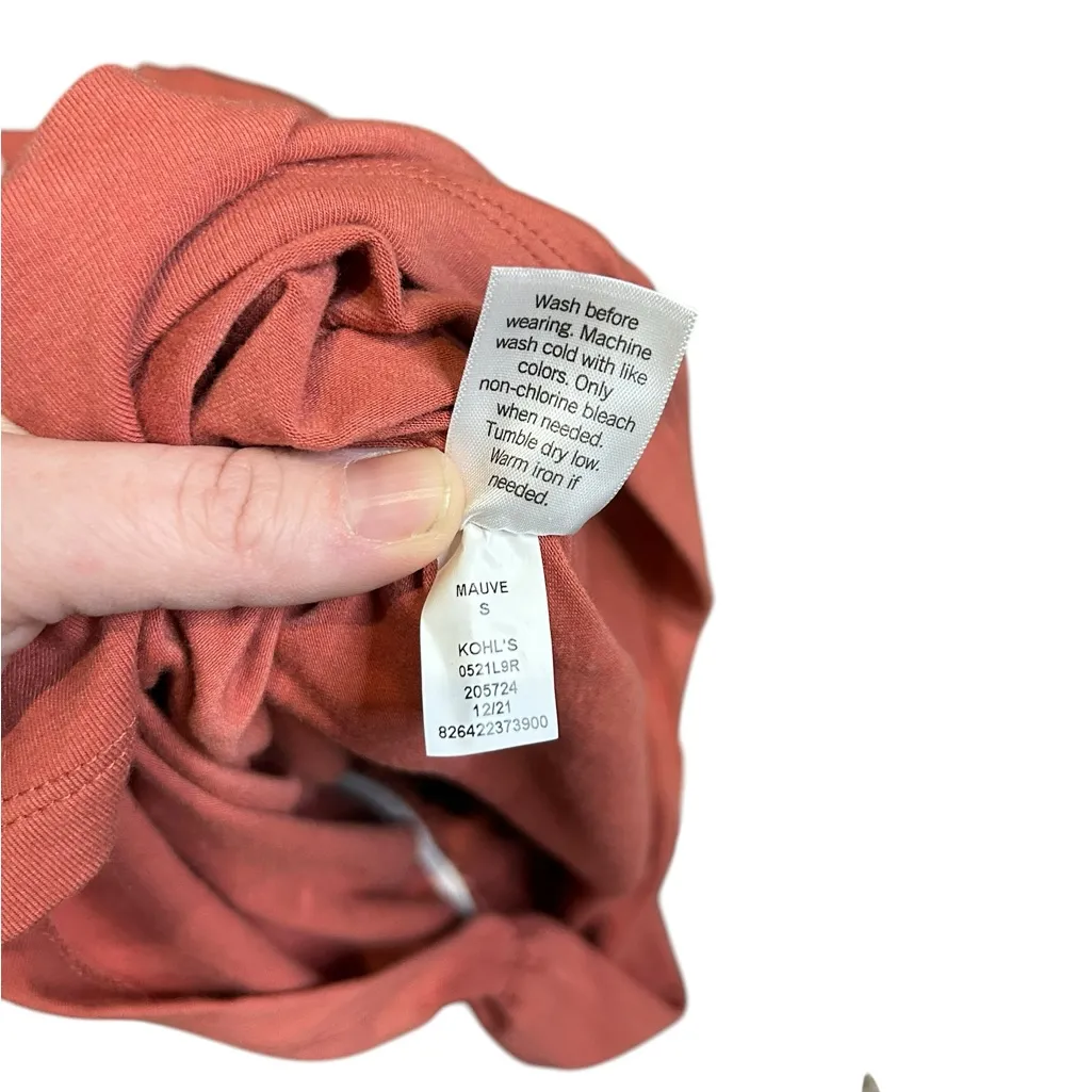 Nine West Mauve/Orange shirt‎ sleeve ruched t-shirt dress size S - Image 5