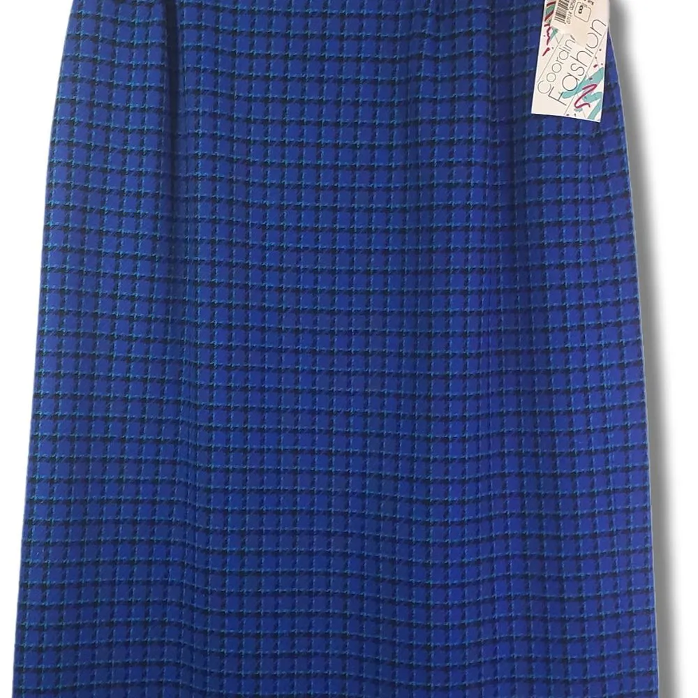 New PENDLETON Women's 8 Blue, Black, Turquoise Plaid Vintage, Midi Skirt NWT - Image 3