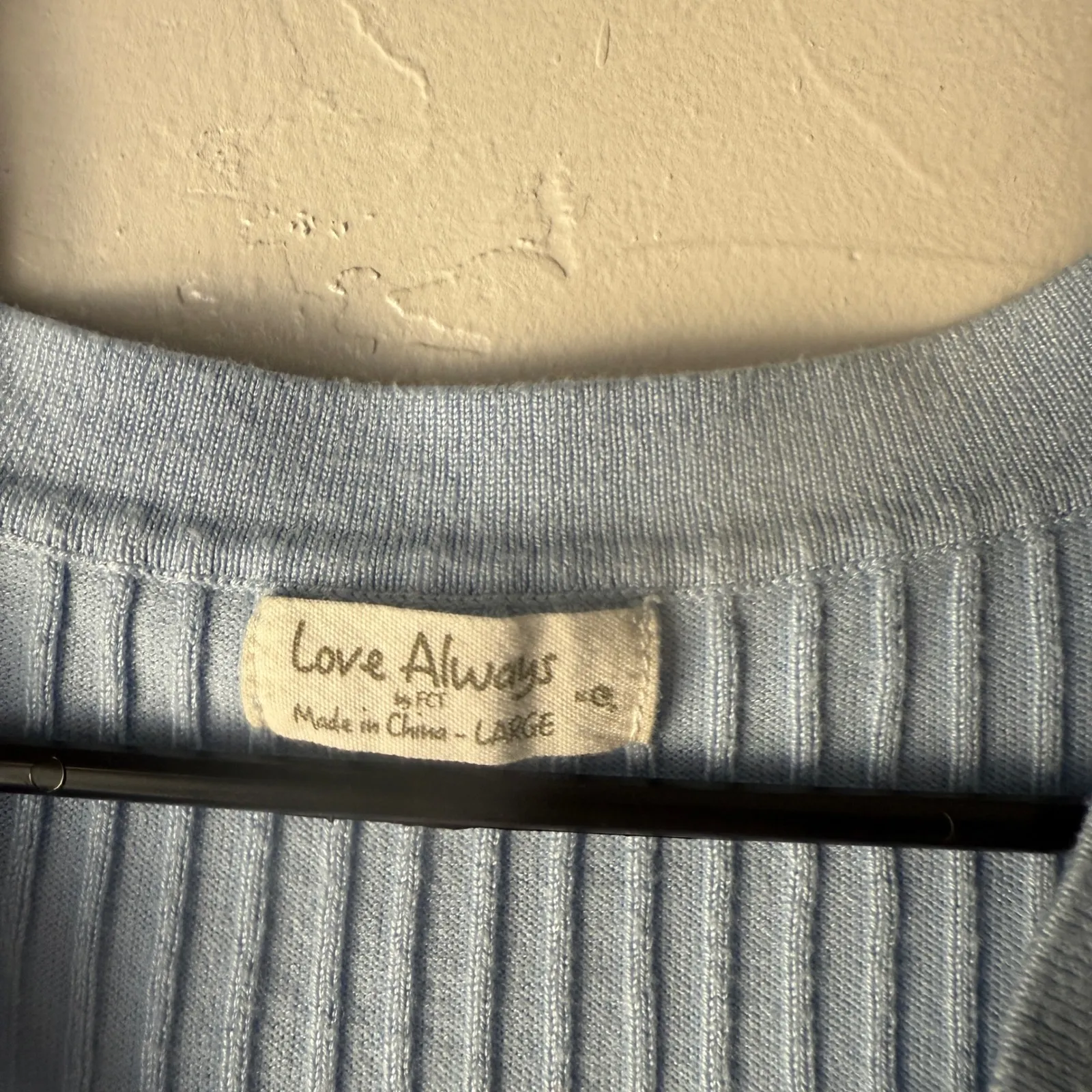 Love Always Baby Blue Ribbed Knit Puff Sleeve Sweater Large Coquette Romantic - Image 4