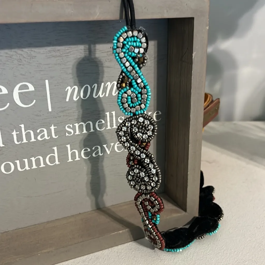 Beaded Head Hair Band Brown - Image 9