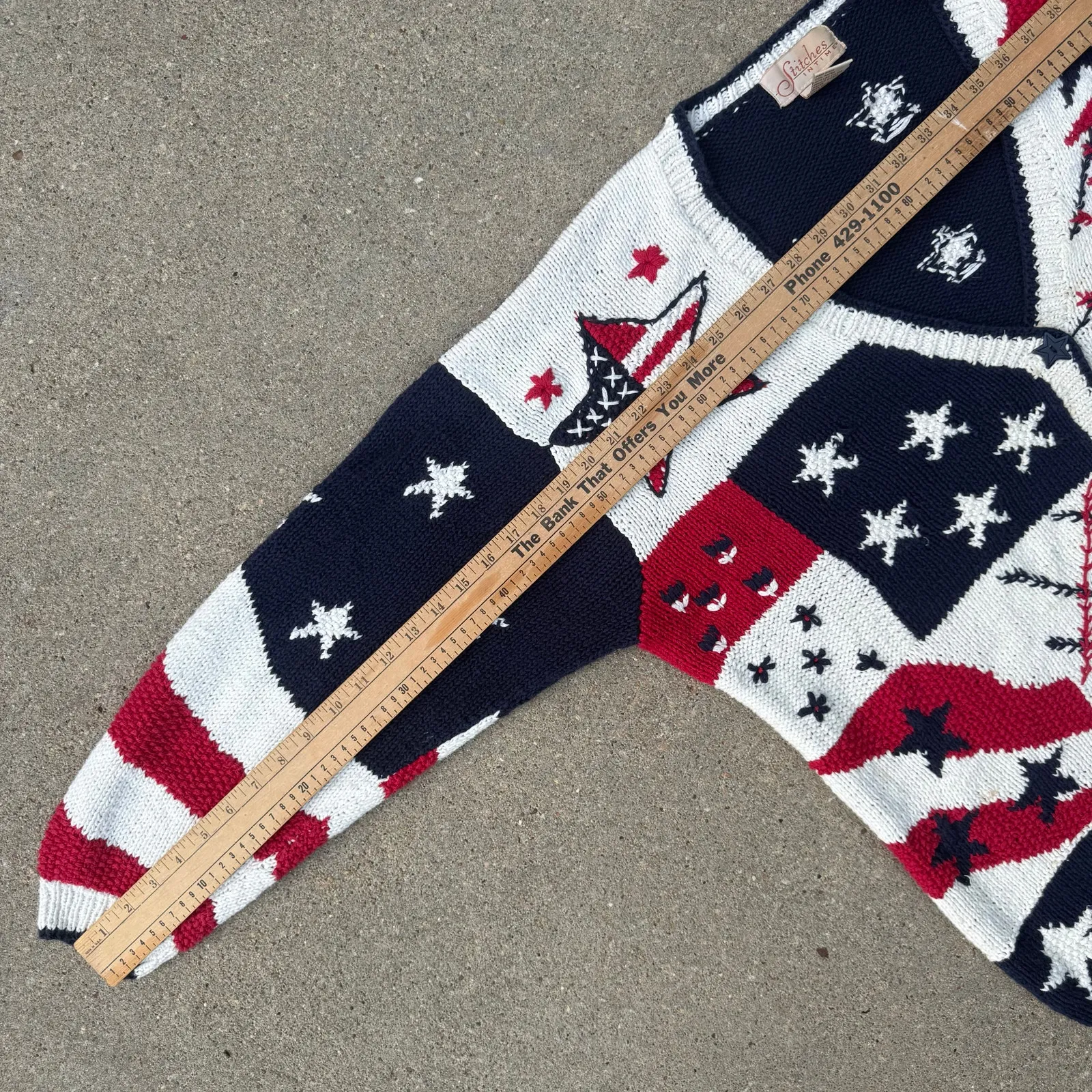 VTG 90s Stitches America 4th of July Red White Blue Sampler Cardigan Sweater 2X - Image 8