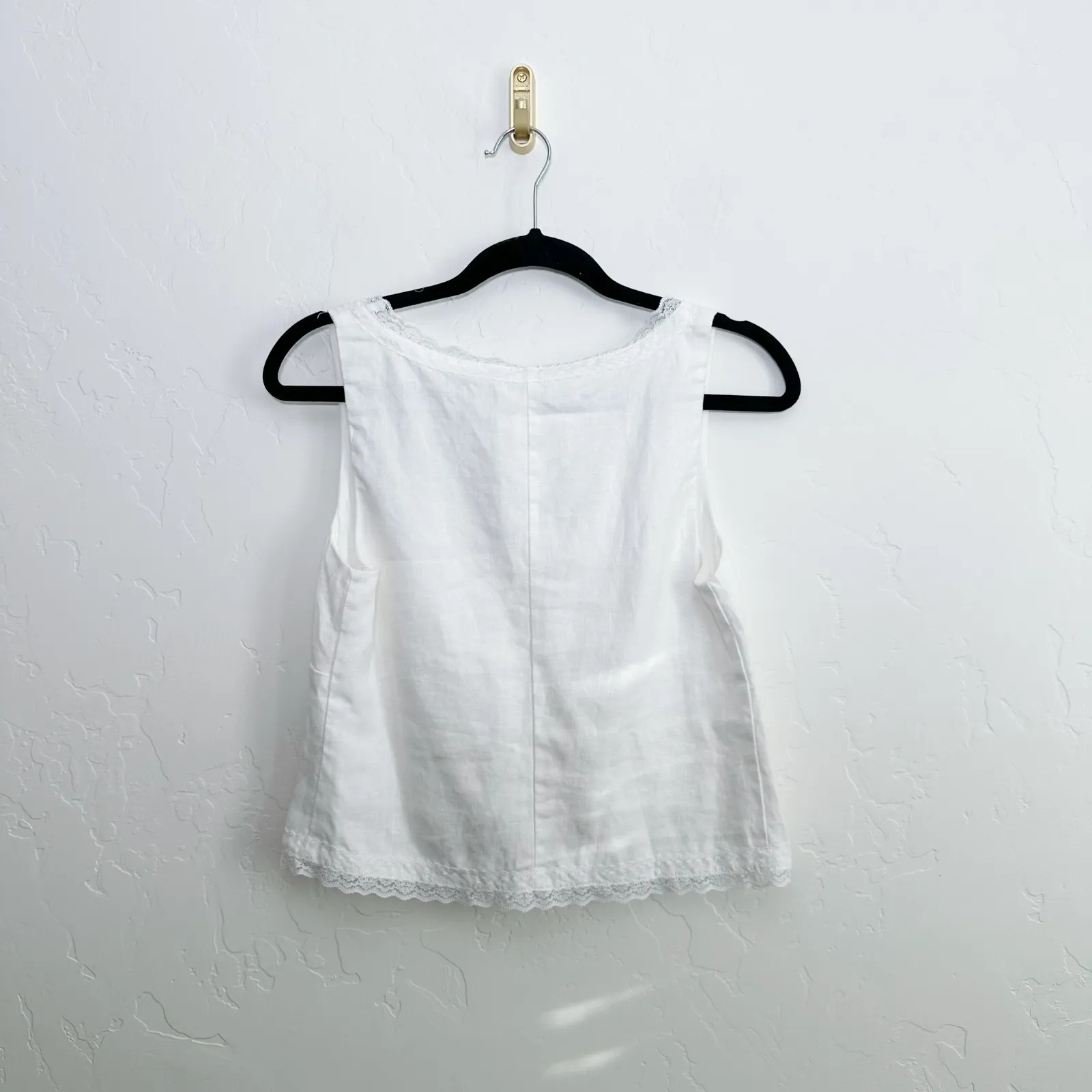Reformation | Rosalie 100% Linen Floral Tie Top in White Size 6 - Image 8
