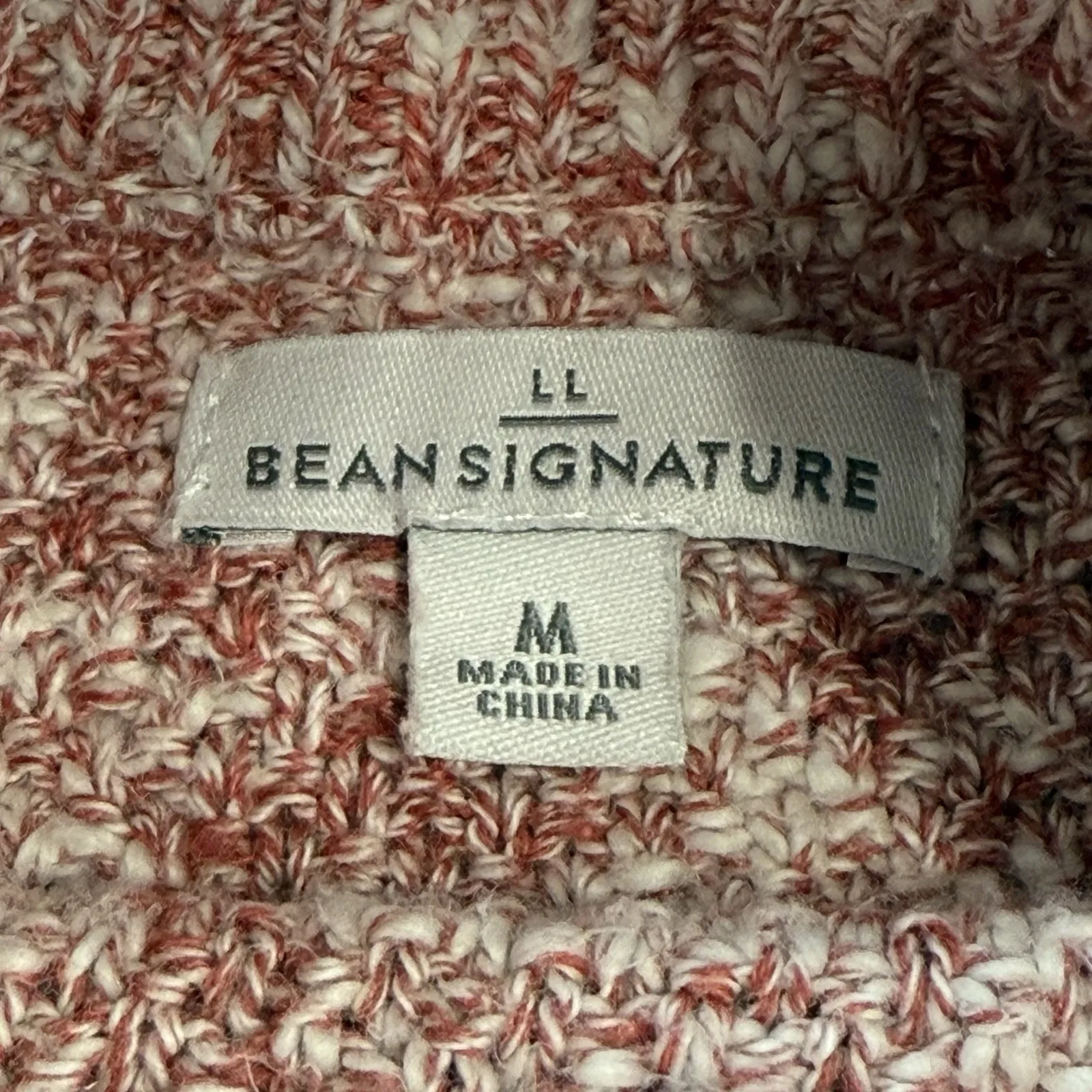 LL Bean Marled Rust‎ Red Mock Neck Linen Blend Ragg Pullover Sweater MEDIUM - Image 10