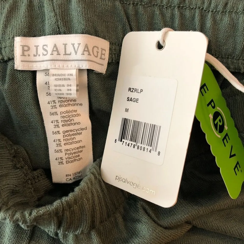 PJ Salvage Womens Pajama Lounge Pants Faux Button Fly Green XS - Image 3