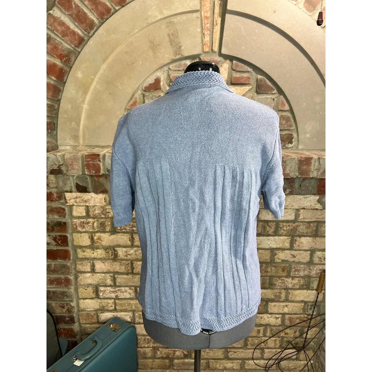 winter silks sweater cardigan blue 100% silk` Size L - Image 4