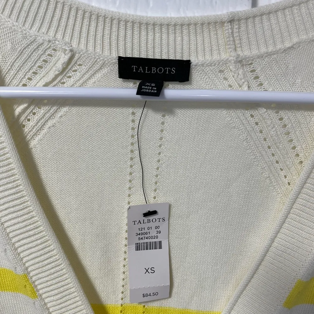 Nwt Talbots classic yellow and off white button down cardigan size XS - Image 3