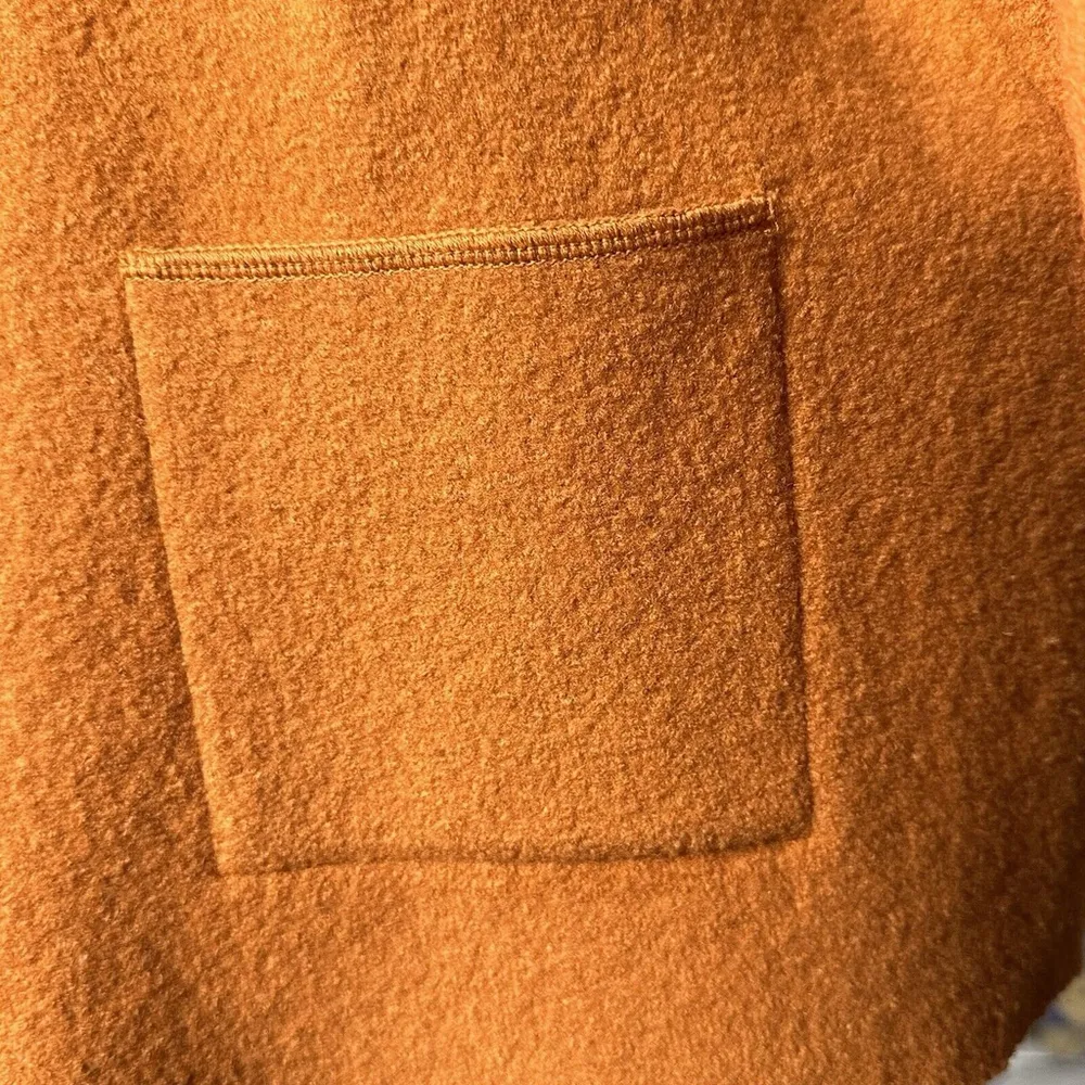 Eileen Fisher Orange Boiled Wool Blazer Jacket Size Large Button Pockets FLAW - Image 7