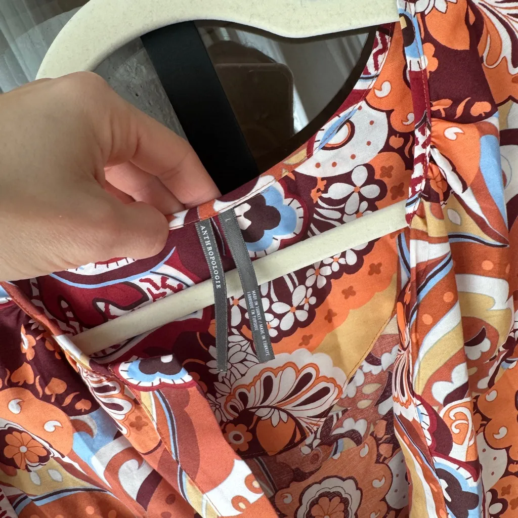 Anthropologie  Somerset Tiered Maxi Dress Bronze Paisley print poplin pockets - Image 5