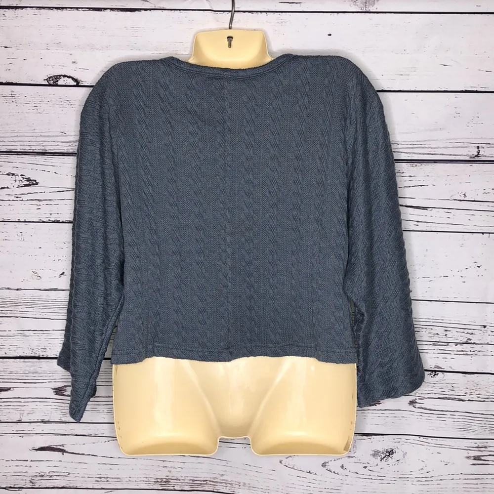 Bishop + Young NWT Size M Cloud Blue Crop Heritage Cable Tee Sweater Top - Image 3