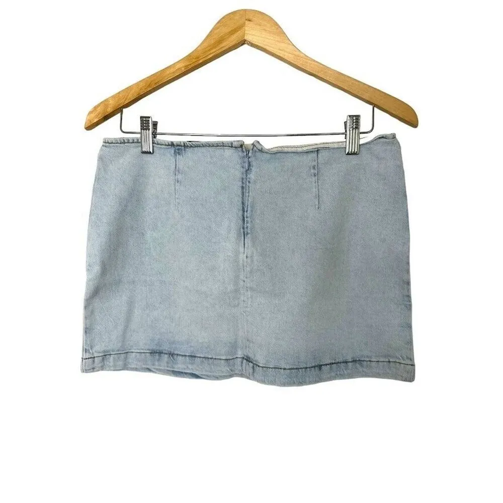 WeWoreWhat Cut Out Denim Mini Skirt Size XS Revolve Jean Sexy Light Wash Blue - Image 4