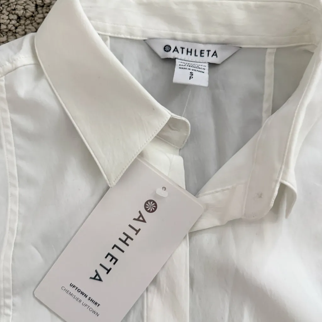 Athleta Womens NWT S Crisp White Collared Shirt - Image 3