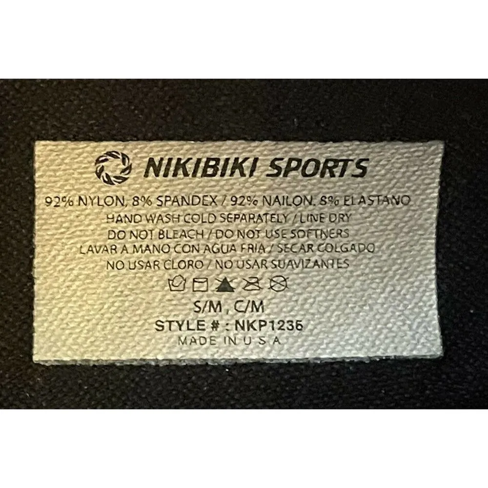 NIKIBIKI Sports Women’s Sz. S/M Black Crop Capri Leggings Blue TieDye Waistband - Image 3