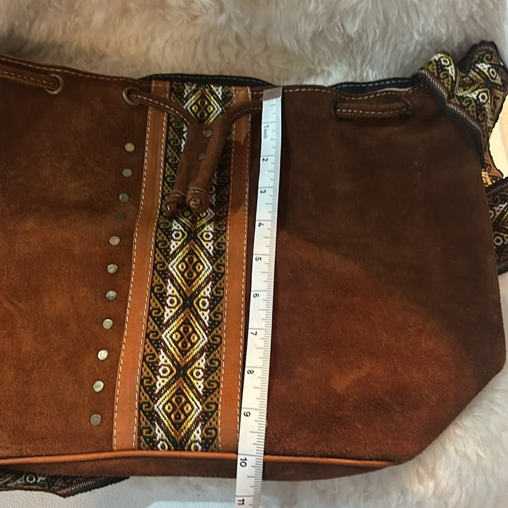 Dydaktik Rust Brown Suede Bohemian Bucket Shoulder or Crossbody Bag - Image 7