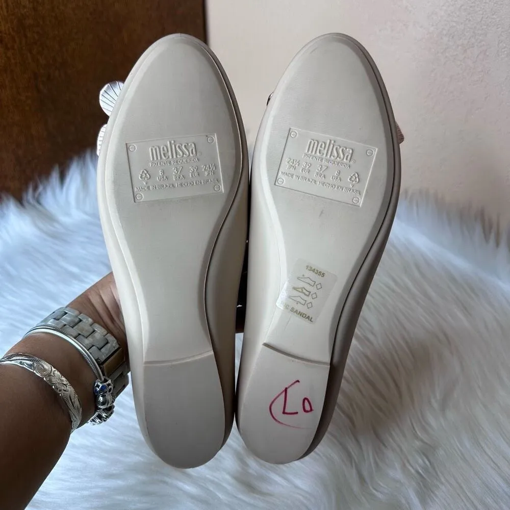 Melissa Women's Doll Rose Gold Butterfly Ballet Flats Nude Size 8 - Image 6