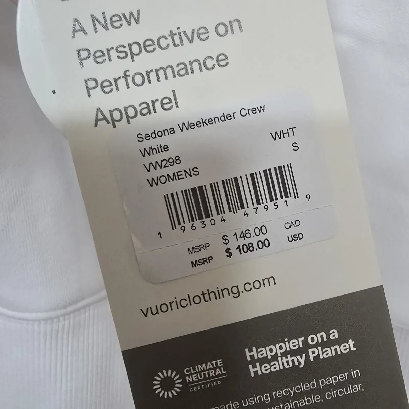 NWT Vuori Women's Sedona Weekender Crew Size Small White Oversized Athletic - Image 7