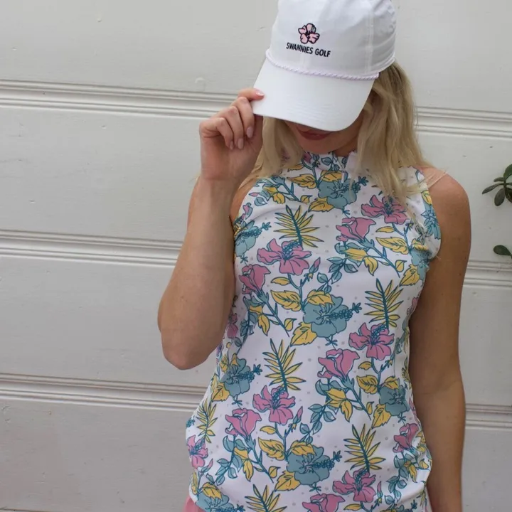 Swannies golf Hurley polo‎ tank top racer back athletic activewear women’s small White - Image 2