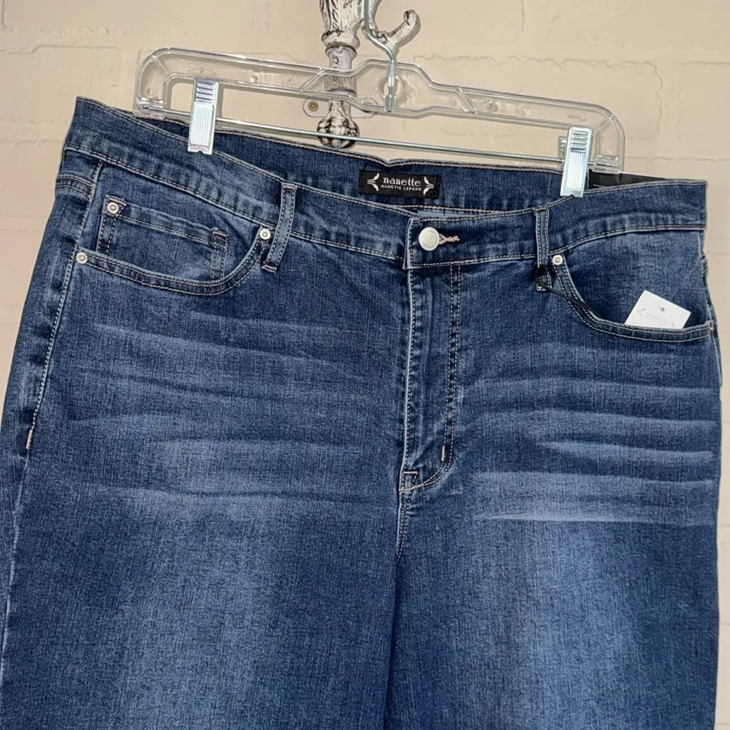 Nanette Lepore jeans High-Rise Slim Straight Blue denim stretch 18 NEW - Image 2