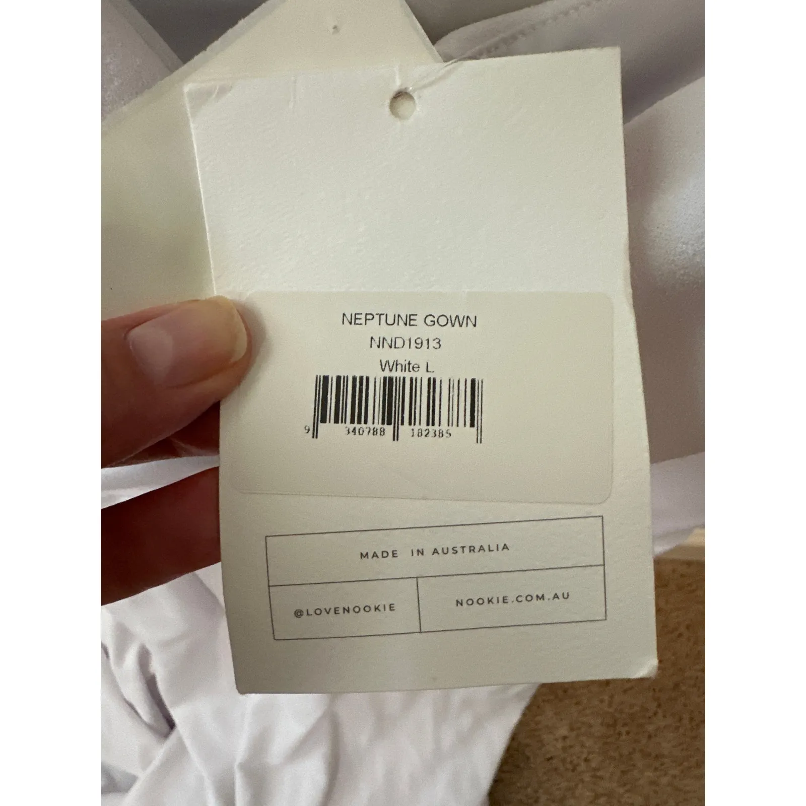 NWT Nookie Neptune White Off-Shoulder Mermaid Gown Size L Prom Bridal - Image 6