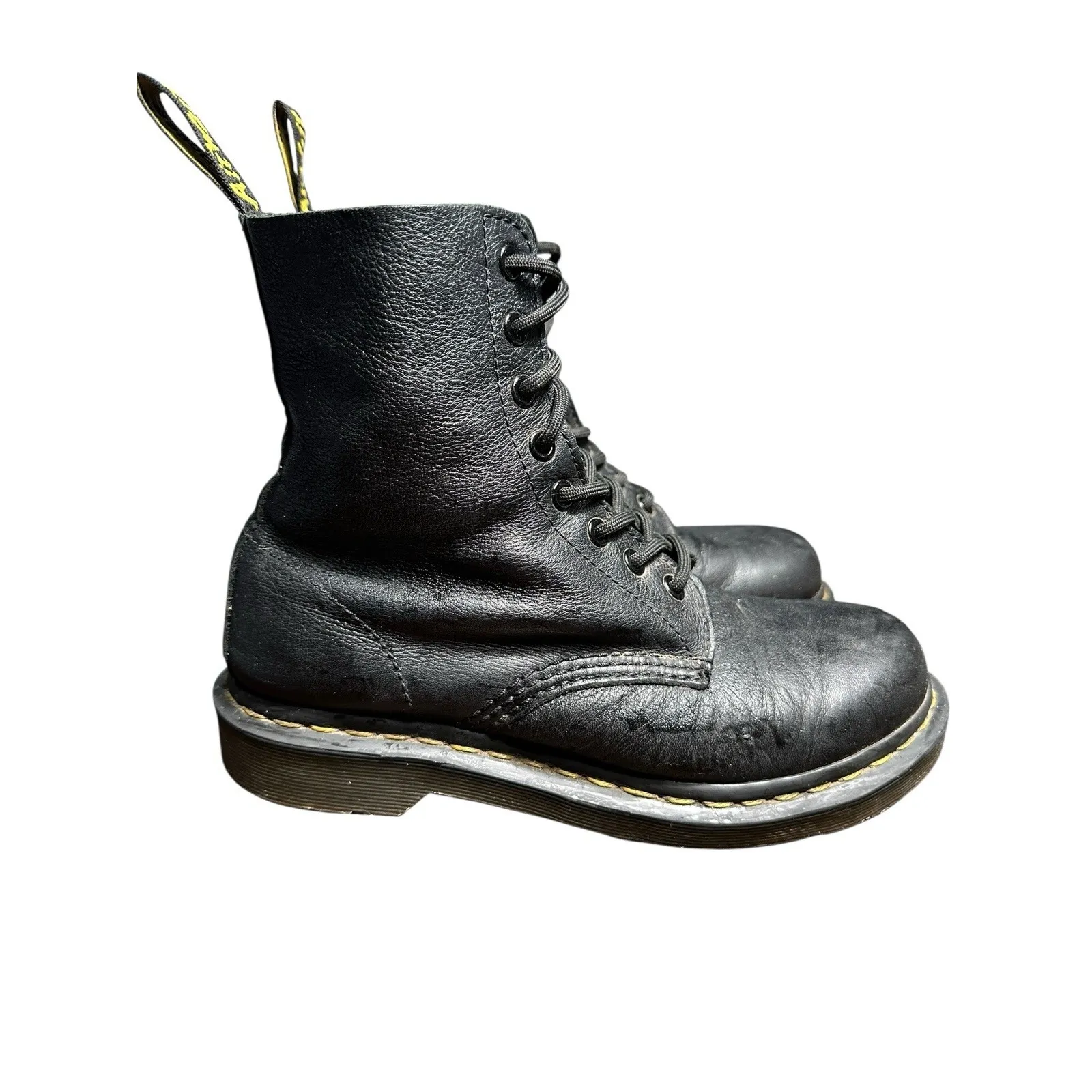 Doc Martens Pascal Womens 8 Black Leather Lace Up Air‎ Wair Boots AW004 #S25-3 - Image 5