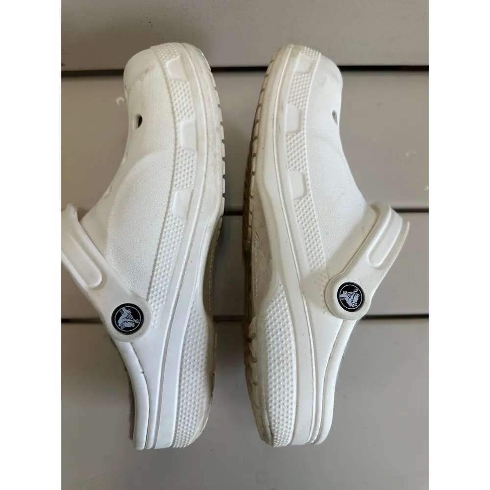 Crocs Baya Lined White Sherpa Lined Slingback Comfy Clogs M6 W8 - Image 4