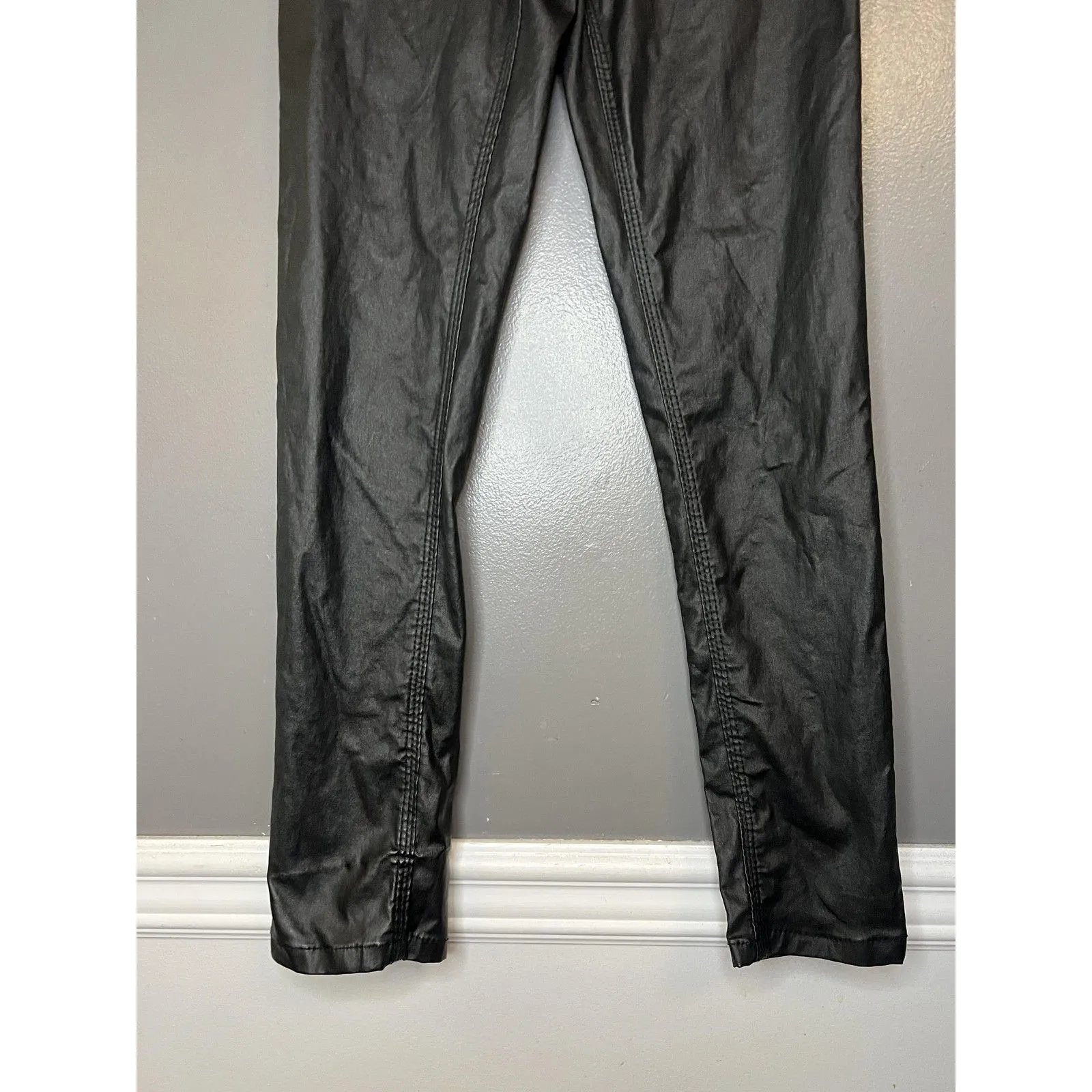 Denim Co Pants Womens 6 Black Coated Skinny Faux Leather Look Stretch Jeans - Image 3