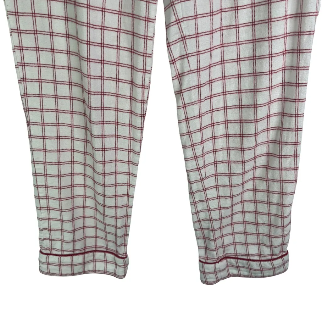 Lake Pajamas Red & White Windowpane Flannel 100% Cotton Pajama Pants Small Warm - Image 5