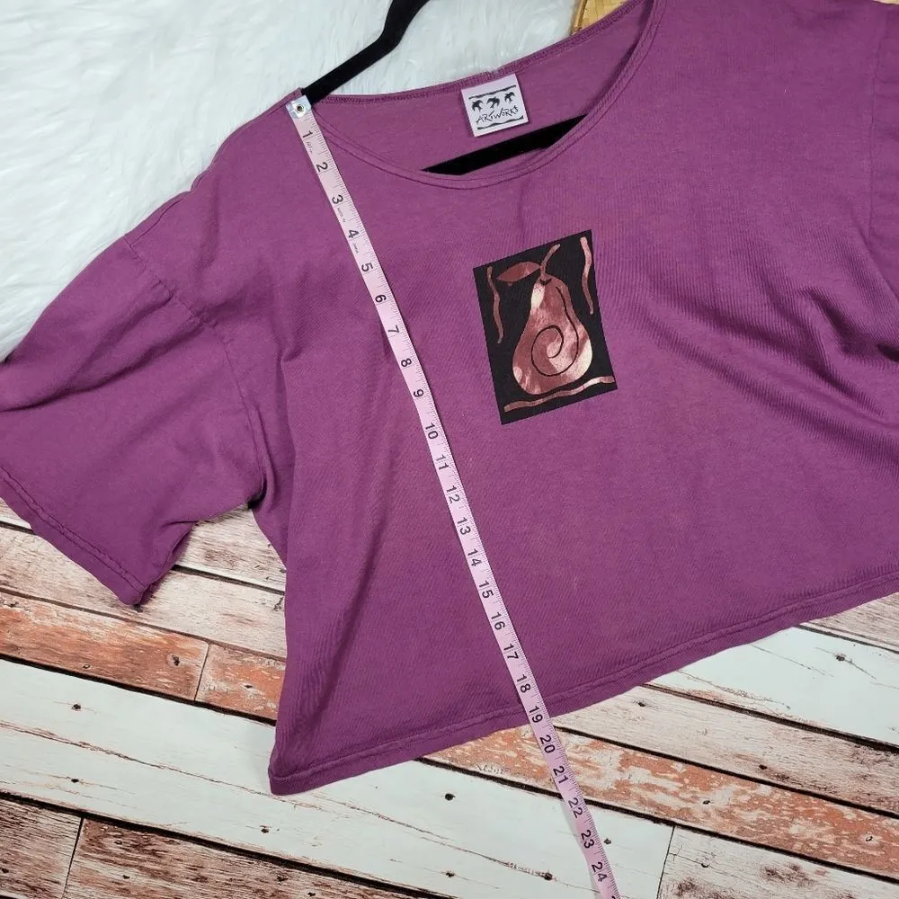 Artworks Graphic Boxy‎ Shirt Hand paint Art to wear Lagenlook - Image 4