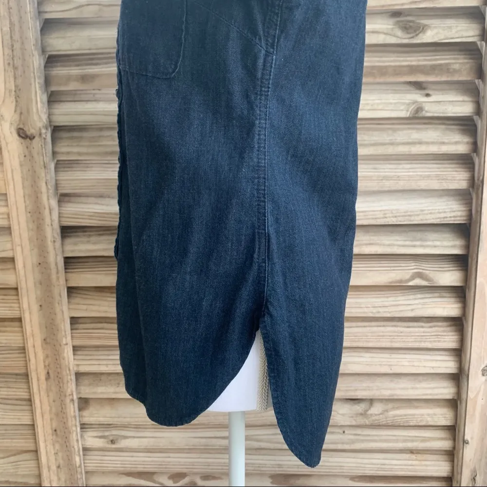 A New Day Dark Denim Stretch Button Down Top S - Image 4