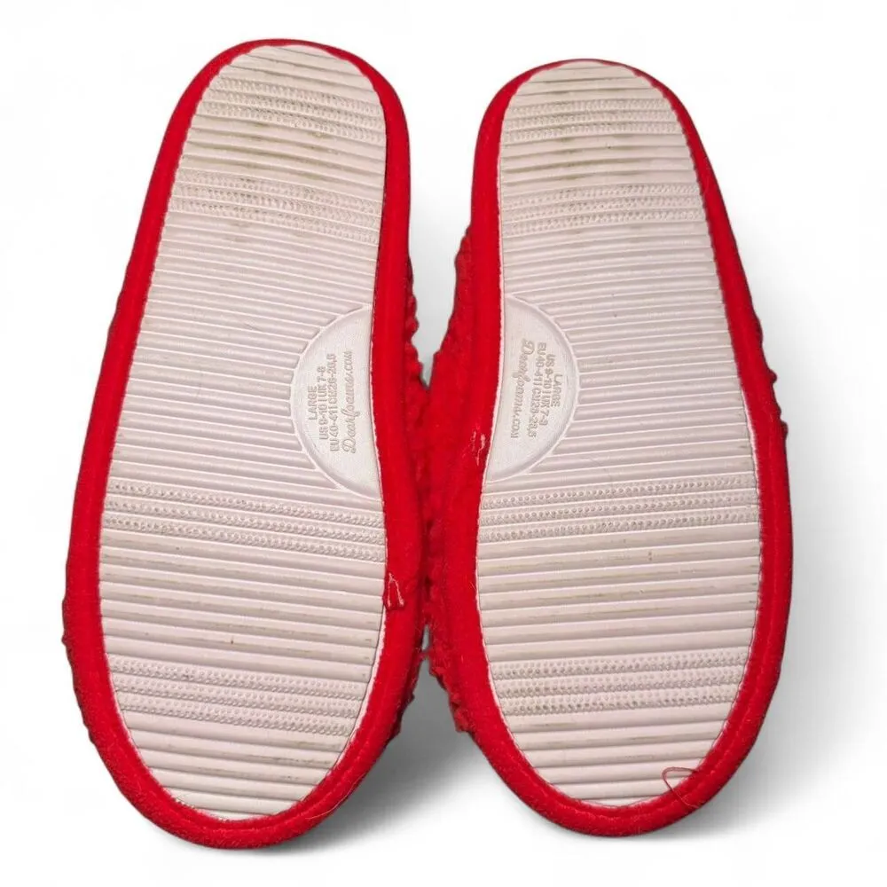 Dearfoams Women's Red "Mama Claus" Slippers Size Large 9/10 - Image 4