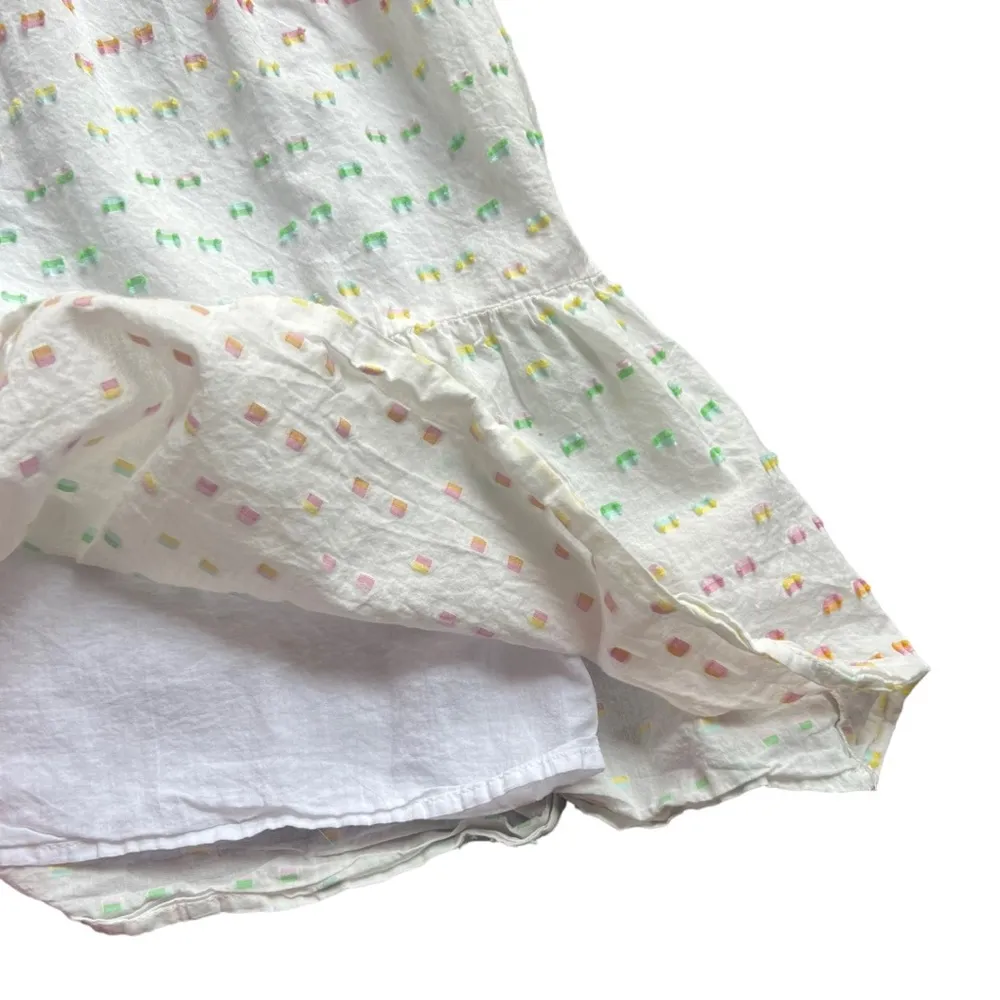 Draper James RSVP Rainbow Embroidered Flutter Sleeve Sun Dress XS White - Image 9