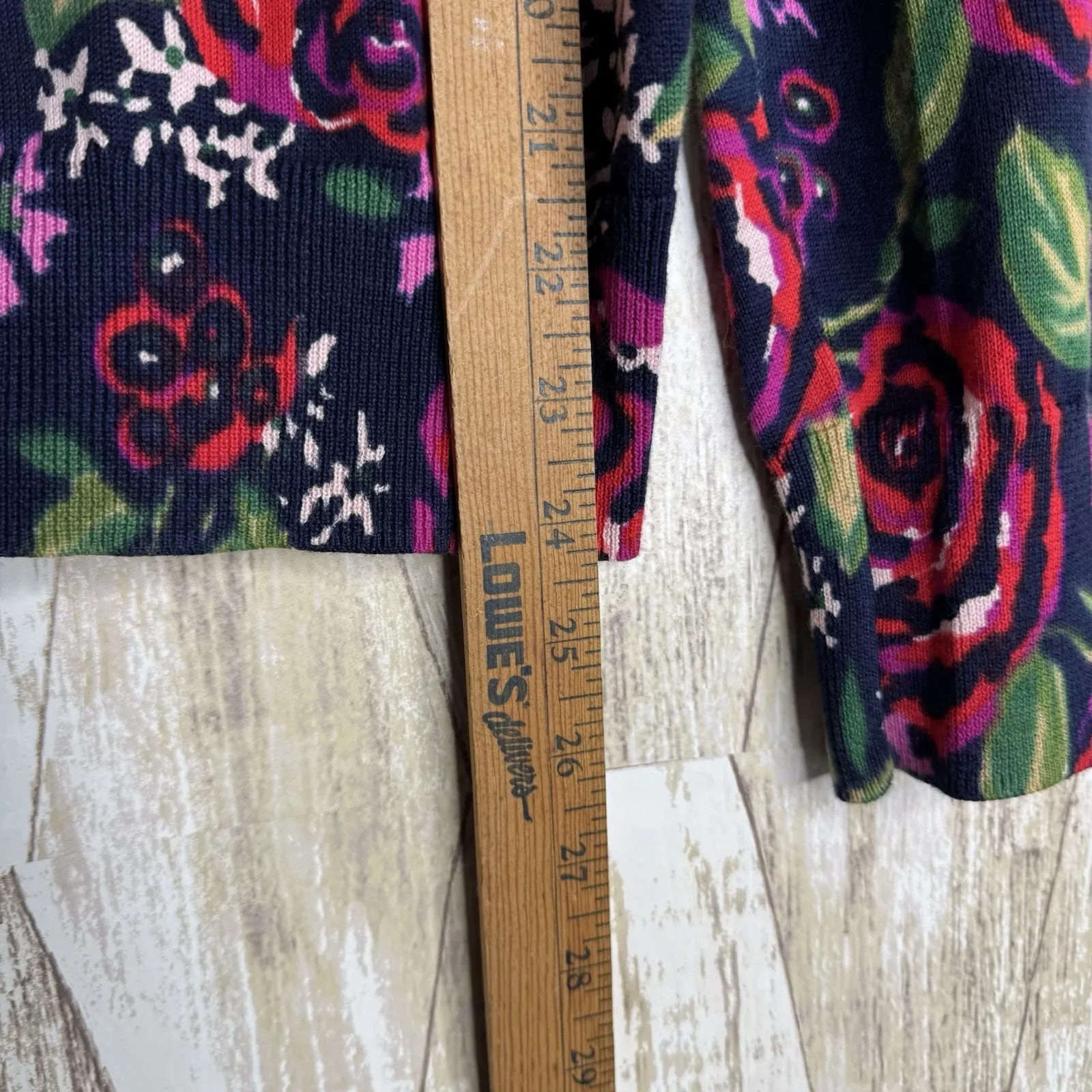 Lands End Sweater Cardigan‎ Size M 10-12 Cottagecore Romance Rose Supima Cotton - Image 7