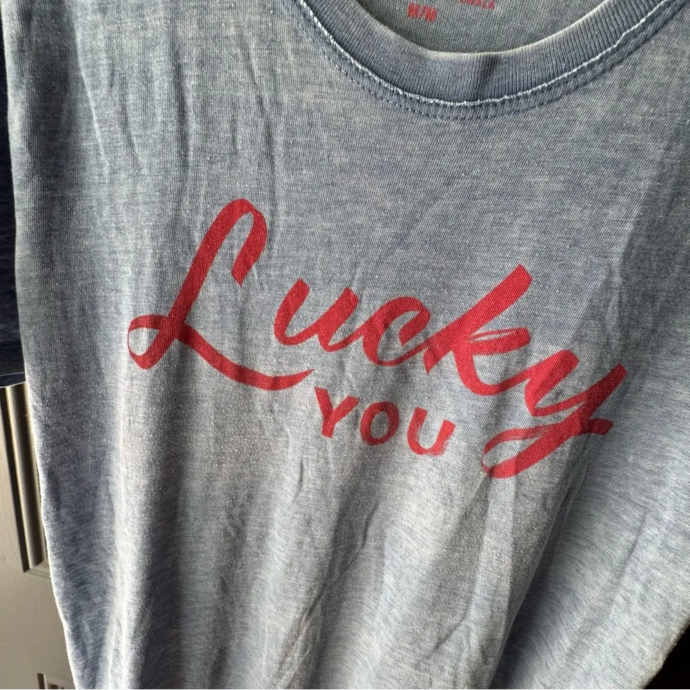 Lucky Brand Venice Burnout Lucky You Blue T-Shirt - Image 4