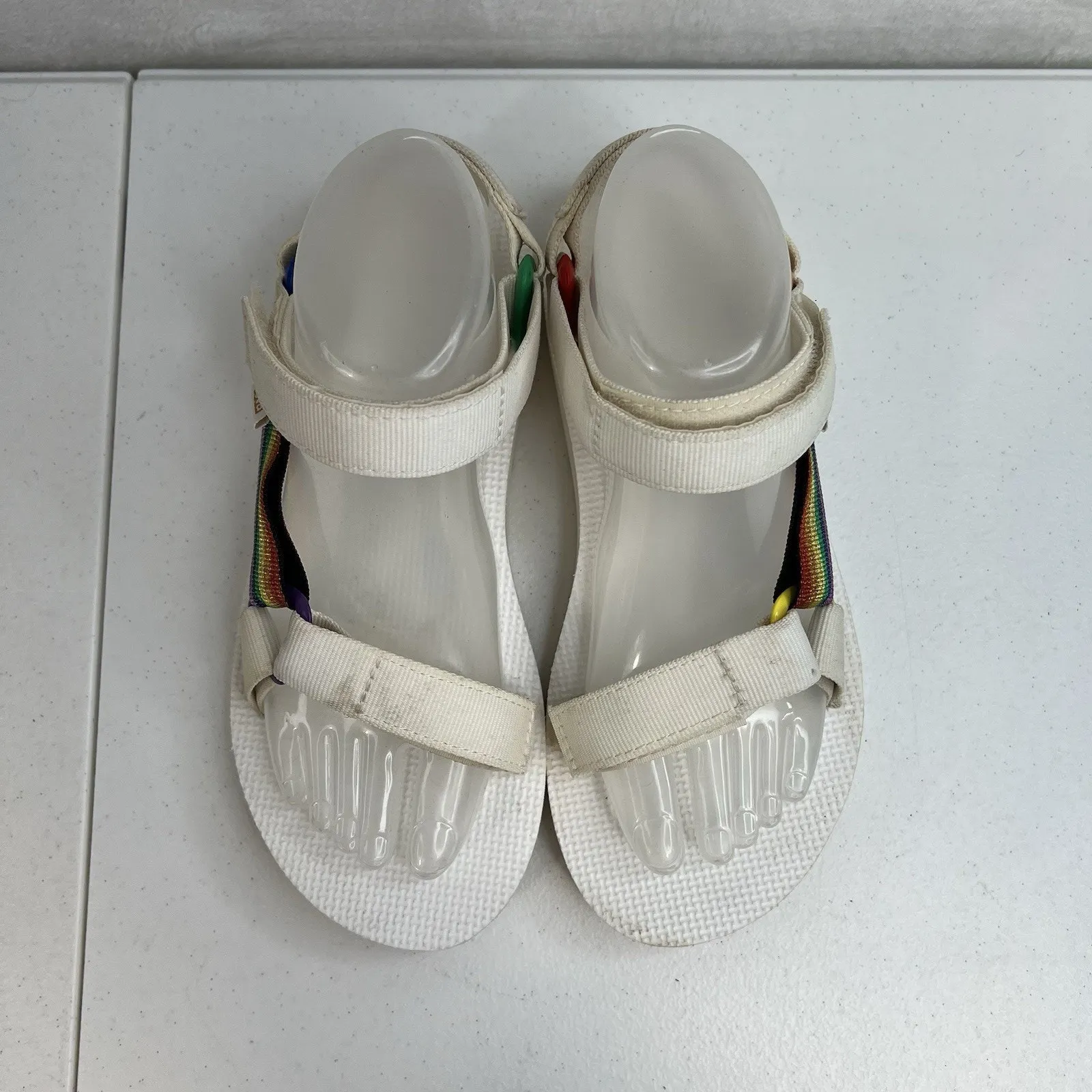 Teva Size 7 Sandals Original Universal Pride White Rainbow 1125890 Adjustable - Image 6