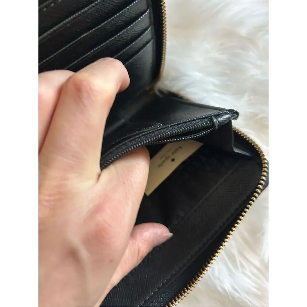 Kate Spade New York Black Gold Zip-Around & Logo Plate Kaden Wallet - Image 6