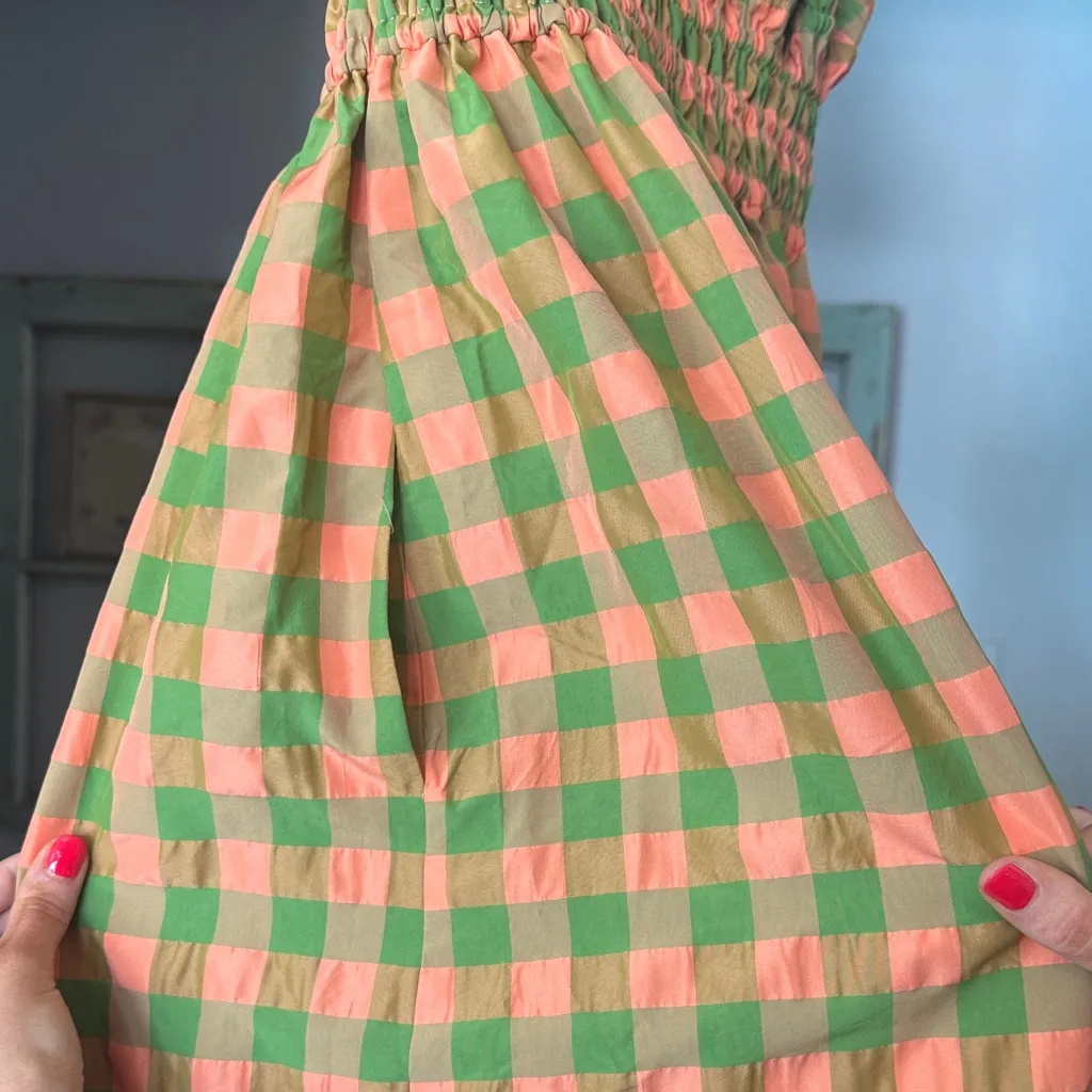 Green and pink Checkered Dress - Image 7