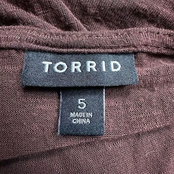Torrid Plus 5X Brown V-Neck Lace Inset‎ Babydoll Top Casual Blouse - Image 7