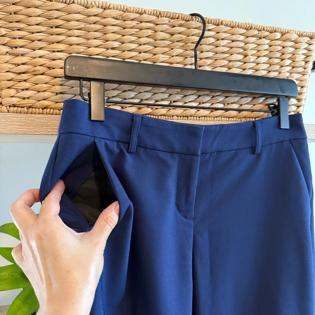 Express Columnist Mid-Rise Cropped Navy Woven Career Dress Pant Trouser, 2P - Image 4