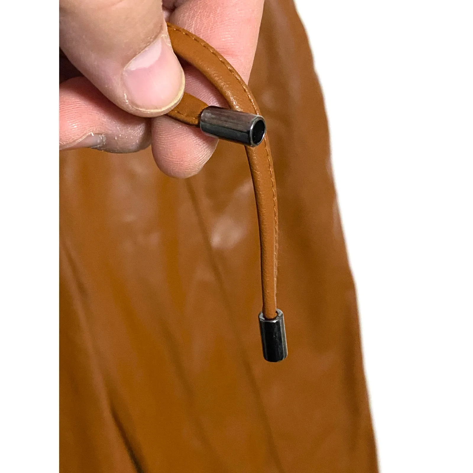 Nine West Faux Leather Brown Pull On Joggers Pants S Mob Wife Chic Edgy Grunge - Image 5