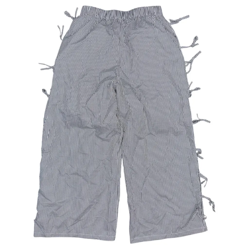 CIDER Y2K Gingham Wide Leg Pants NWT High Waisted Plaid Side Tie Loose Fit Sz M - Image 3