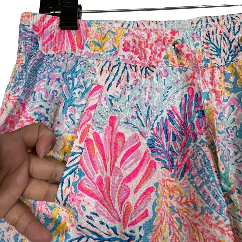 Lilly Pulitzer Taron Multi Splashdance 100% Linen Pants Medium EUC #1090-PHX - Image 6