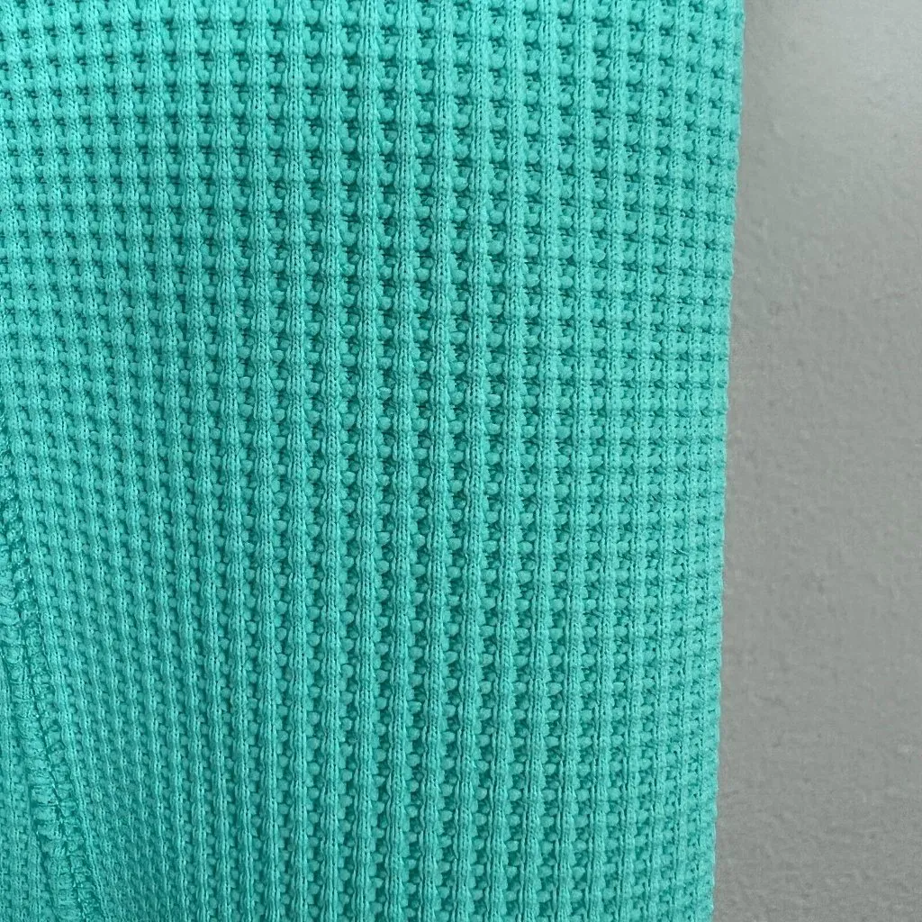 Duluth Trading Shirt Top Womens Large Green Waffle Knit Short Sleeve Thermal Tee - Image 5