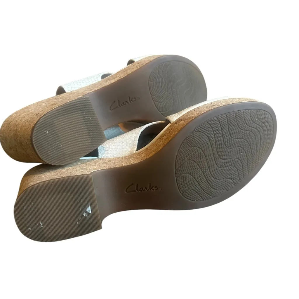 Clarks Maritsa Lara Slingback Sandals Wedge White Snake Textured Size 11 Women's - Image 11