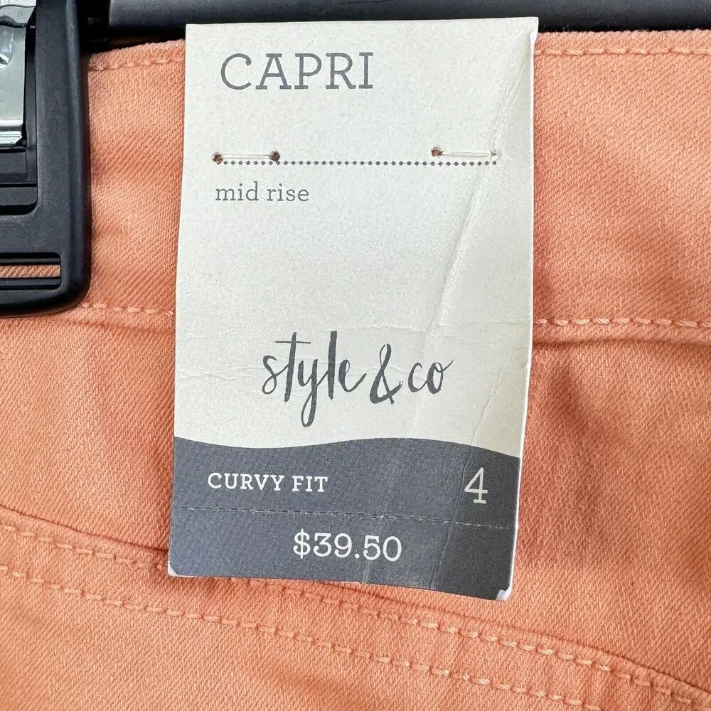 Style & Co SZ 4 Curvy Jean Capris Cuffed Mid-Rise Stretch Pockets Zip-Fly New - Image 6