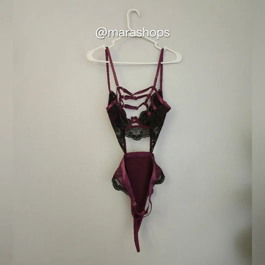 Oh La La Cheri Cadence Strappy Eyelash Lace & Satin Teddy Purple Size M - Image 6