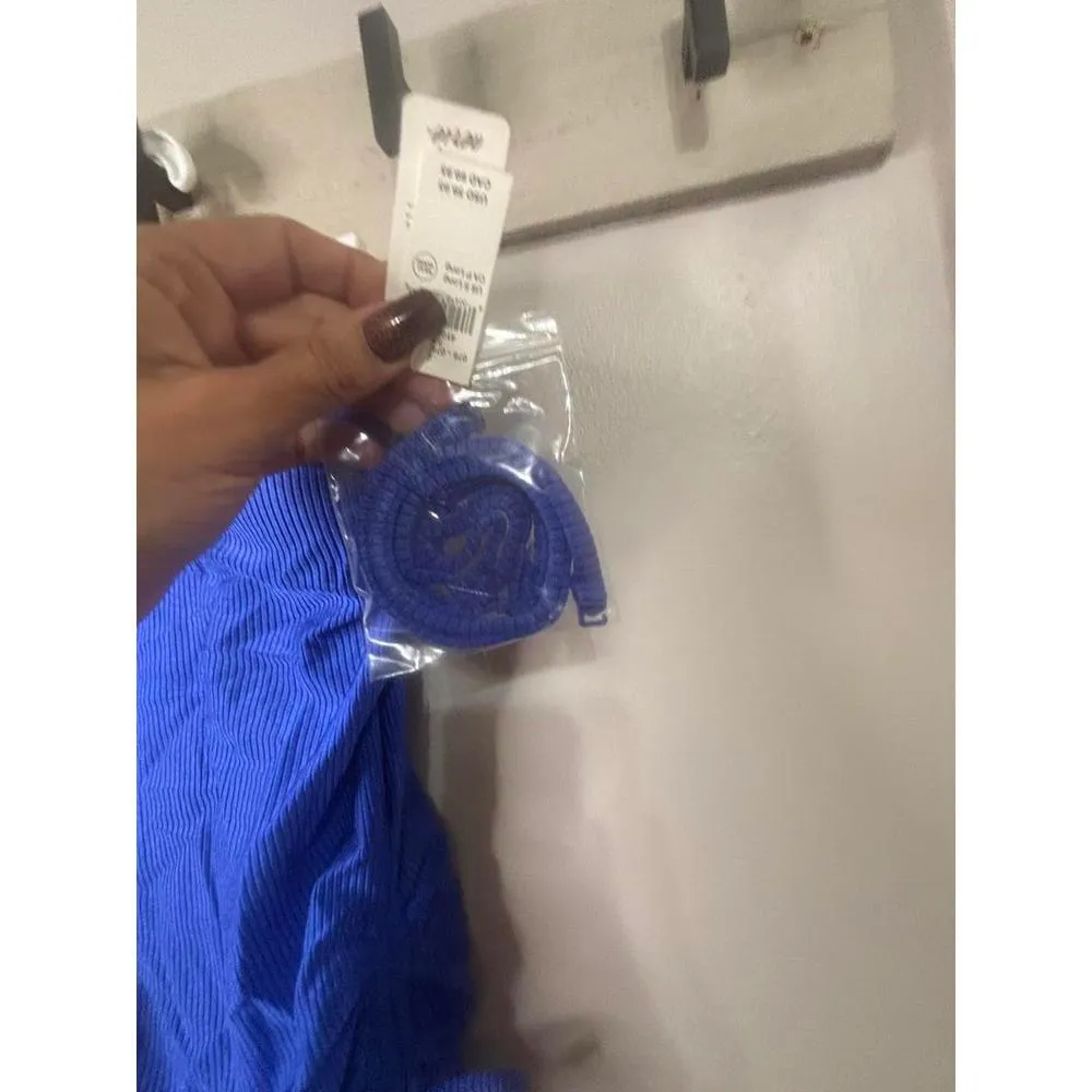 Aerie Stylish Blue Ribbed Swimwear One-Piece Small Long - Image 3