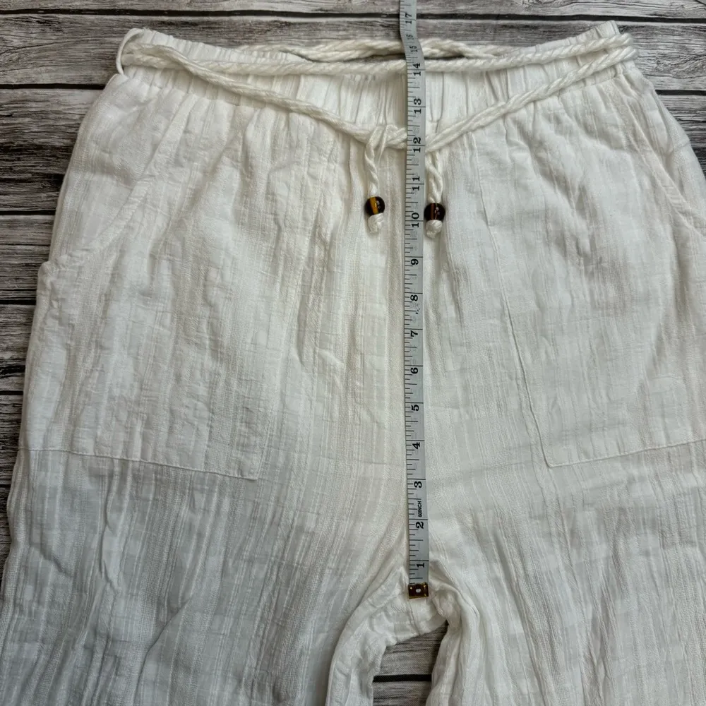 Lush Women's Flowy Summer Palazzo Pants L LG Large White Textured Casual NWT NEW - Image 10