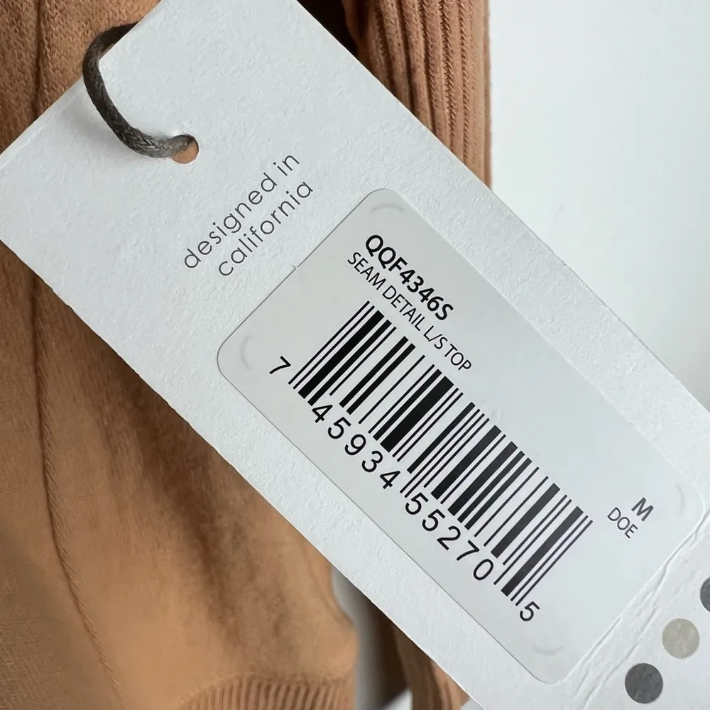 Three dots Brushed Long Sleeve Contrast Rib Top Sweater Size Medium New Tan - Image 4